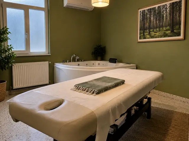 Jakuzili, pencereli aydınlık masaj odası — Bostan, Masaj Salonun